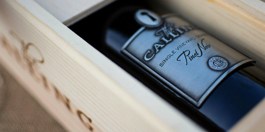 Pinot Noir from The Calling resting in box.