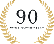90 Wine Enthusiast rating logo with black text - The Calling Wine