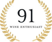 91 Wine Enthusiast rating logo with black text - The Calling Wine