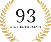 93 Wine Enthusiast rating logo with black text - The Calling Wine