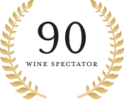 90 Wine Spectator rating logo with black text - The Calling Wine