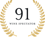 91 Wine Spectator rating logo with black text - The Calling Wine